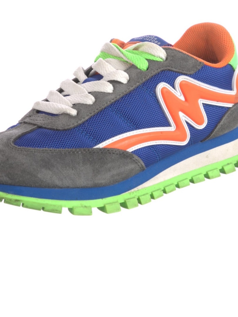 WOMEN MARC JACOS Blue & Gray Athletic Sneakers with Orange Accent